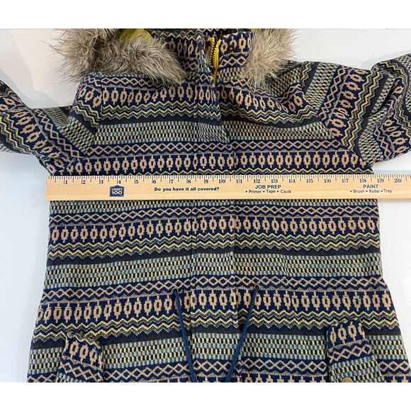 Mossimo Supply Co. Geometric Aztec Print Jacket Faux Fur Hood Women's M - Picture 7 of 11